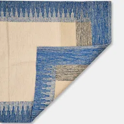 Fabindia Blue & Beige Punya Woven DesignedDhurries-image-64