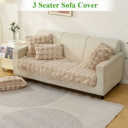 HOKIPO Coffee Brown & Cream-Coloured Solid Other 1 Piece Sofa Cover-image-24