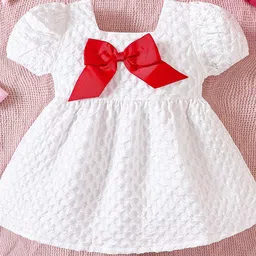 YK Girls Self Design Square Neck Bow Fit and Flare Dress-image-67