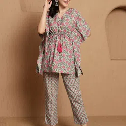 BANDIA Floral Printed Kaftan Co-ord Set-image-58