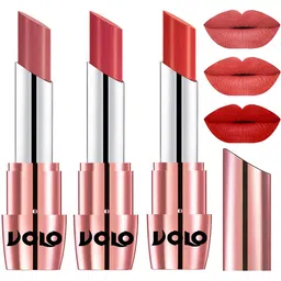 VOLO Set Of 3 Creme Matte Lipstick 3.5g Each - Peach 632-Light Peach 633-Orange 649 image 2