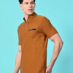 STARFOX Men Solid Mandarin Collar Cotton Slim Fit T-shirt-image-102