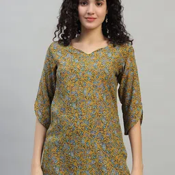 SHAHVEER CREATION Ethnic Motifs Printed V-Neck Kurti-image-42