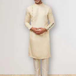 DEVOILER Men Ethnic Motifs Printed Thread Work Kurta-11