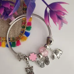 Piu Jewels Stainless Steel Silver Plated Artificial Beaded Charm Bracelet-image-15