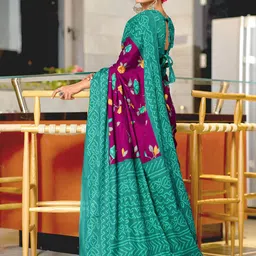 PEENGAX Floral Print Pure Cotton Bagru Saree image 4