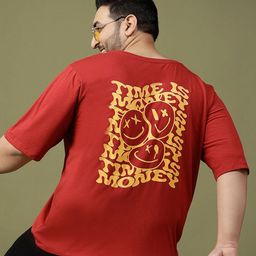 Rigo Men Plus Size Typography Printed Round Neck Cotton Oversized T-shirt-picture-4