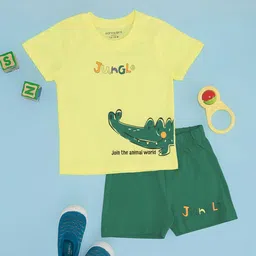 Pantaloons Baby Infant Animal Printed Pure Cotton T-shirt With Shorts-32