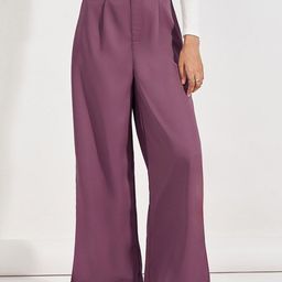 Styli Women Solid High Rise Wide Leg Belted Twill Pants-image-2
