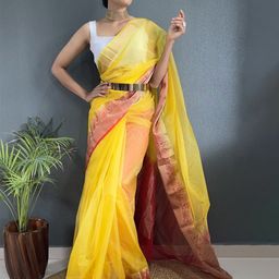 KALINI Zari Organza Kanjeevaram Saree-image-34