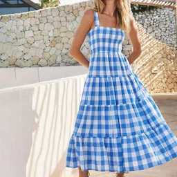 DressBerry Checked Fit & Flare Maxi Dress-image-28