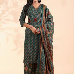 KALINI Women Floral Printed Regular Pure Cotton Kurta with Palazzos & Dupatta-picture-16