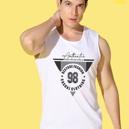 WOOSTRO Pack Of 2 Printed Combed Cotton Gym Vests VWS26(BKLN YELLOW)(98 WHITE)-image-30