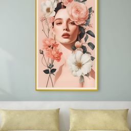 nestroots Pink Floral Serenity Woman in Portrait Canvas Floral and Botanical Wall Art-image-8