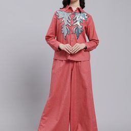 WoowZerZ Embroidered Pure Cotton ShirtWith Palazzo Co-Ords-image-57
