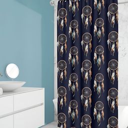 ArtzFolio Blue & Brown Printed Water Proof Shower Curtain-18