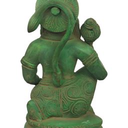 Exotic India Green & Gold Toned Lord Sankat Mochan Hanuman Religious Brass Idol Showpiece-image-27