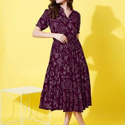 Raiyani Fashion Women Ethnic Motifs Printed Crepe Fit & Flare Midi Dress-picture-14