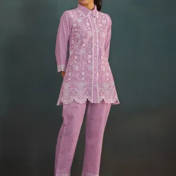 Anouk Embroidered Shirt Collar Shirt With Trousers Co-Ords-image-88