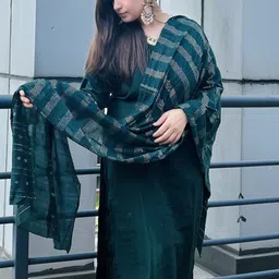VredeVogel V-Neck Regular Sequinned Kurta With Trousers & Dupatta image 4