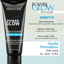 MANCODE Power Glow Face Scrub For Deep Exfoliation With Saffron & Turmeric - 100 ml image 2