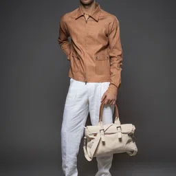 Balance by Rohit Bal Linen Crop Spread Collar Tailored Jacket-image-15