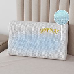 SleepyCat White Cotton Memory Foam Filled Neck Support Therapedic Pillow-52