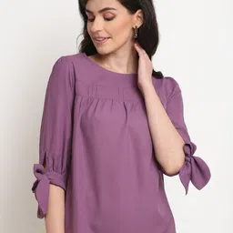 La Zoire Women Solid Round Neck Top-image-10