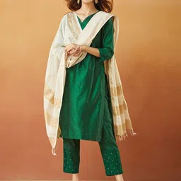Fabindia Woven Design Cotton Silk Dupatta with Zari-16
