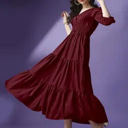 Raiyani Enterprise Tiered V-Neck Fit & Flare Maxi Dress-picture-43