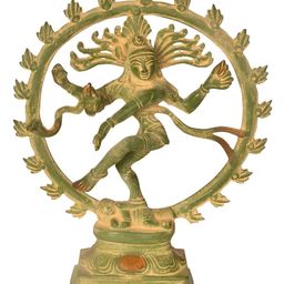 Exotic India Green & Yellow Lord Nataraja Religious Idol Showpiece-image-58