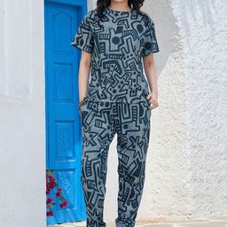 Zeyo Printed Pure Cotton T-Shirt & Trouser Co-Ords-image-96