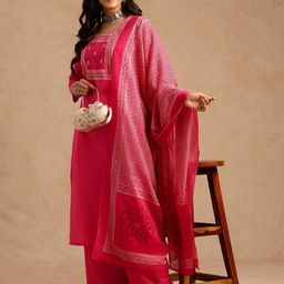 Vbuyz Women Ethnic Motifs Printed Cotton Kurta with Palazzos & Dupatta-picture-5