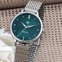 CRESTELLO Women Embellished Bracelet Style Straps Analogue Watch CR-L154-BLU-CH-image-7