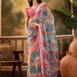 Sangria Printed Classic Elegant Drape Saree With Unstitched Blouse Piece-picture-55
