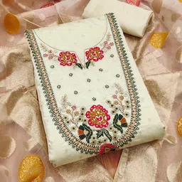LeeliPeeri Designer Embroidered Unstitched Dress Material-image-21