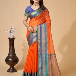 AMRUTKALA SAREES Checked Woven Design Zari Saree-image-77