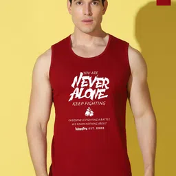 WOOSTRO Pack Of 2 Printed Combed Cotton Gym Vests VWS26(ALONE MAROON)(ENJOY MAROON)-image-74