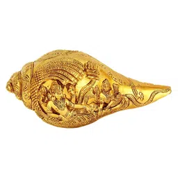 Exotic India Brass Conch with Lord Vishnu & Lakshmi Ji Showpiece-image-85