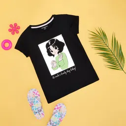 Pantaloons Junior Girls Graphic Printed Round Neck Cotton T-Shirt-picture-18