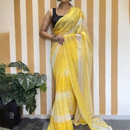 KAYOMMI Pure Chiffon Striped Ready to Wear Saree-picture-16