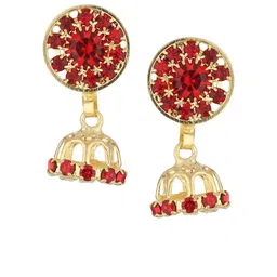 FirstBlush Gold-Plated Cubic Ziconia Studded Dome Shaped Jhumkas-image-57