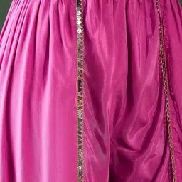 Sangria Printed & Embroidered Kaftan With Dhoti Pant Set image 3