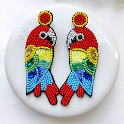 Crunchy Fashion Artificial Stones Studded & Beads Beaded Animal Shaped Drop Earrings-21