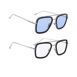 Eyedens Unisex Blue Lens & Purple Aviator Sunglasses with-picture-46