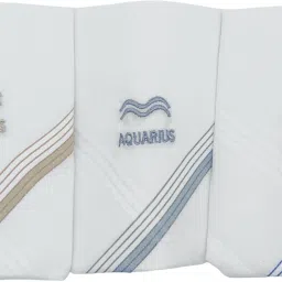 Tatsam handkerchief set for men and boys zodiac design "Aquarius" cotton handkerchief ["White"] Handkerchief-picture-22