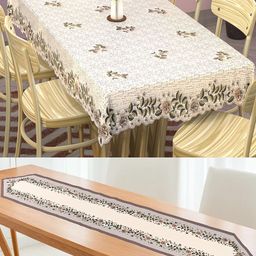 Kuber Industries Cream-Coloured Set of 2 Ethnic Motifs Anti-Slip Cotton 6-Seater Table Cover-15