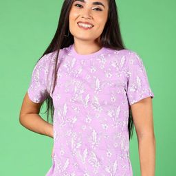 V-Mart Women Floral Printed Round Neck Cotton T-shirt-picture-9