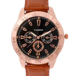 TARIDO Men Round Dial & Leather Regular Straps Analogue Watch TD9519WL01-6