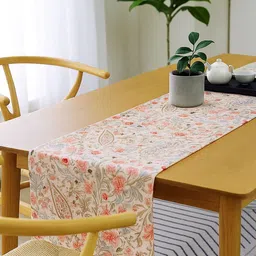 ANA Maroon & White Floral Printed Pure Cotton Table Runner-15